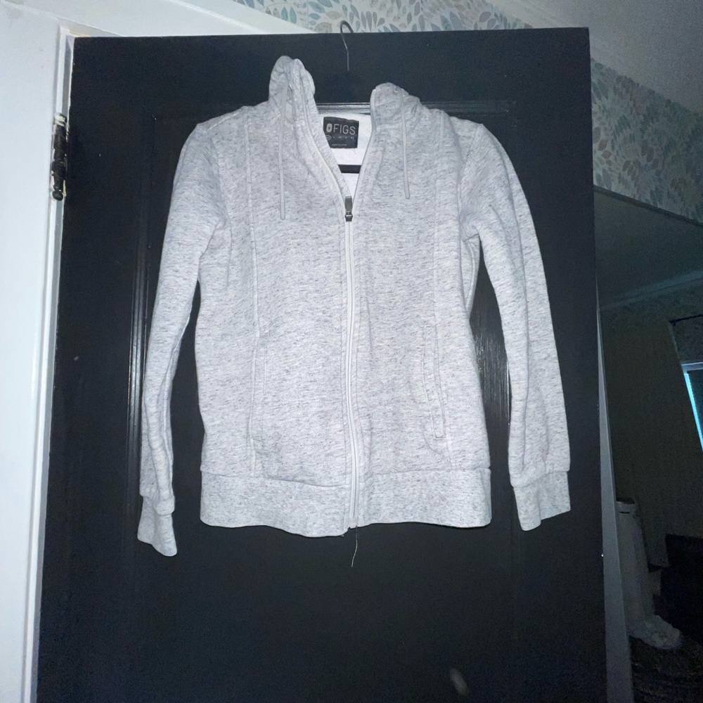 Figs Heather Gray Zip-Up Hoodie